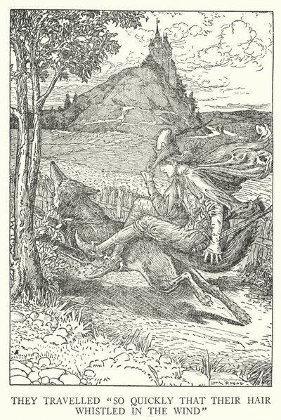 Viajaron "tan rápido que su cabello silbaba en el viento" de Louis John Rhead