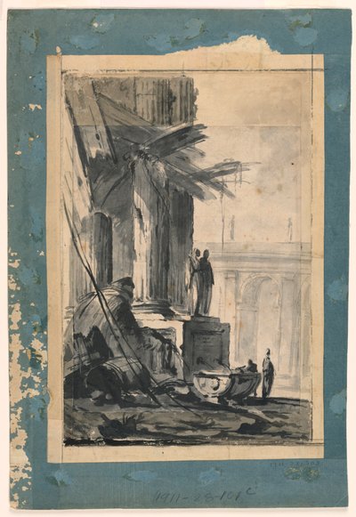 Dibujo, Fantasía de ruinas, hacia 1762 de Louis Joseph Le Lorrain