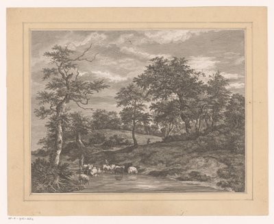 Paisaje forestal con un pastor cerca de un estanque
Le Petit Aubrevoir de Louis Joseph Masquelier