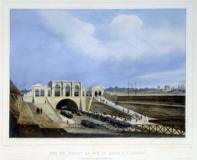 Ferrocarril de París a Saint Germain - en "Paris en 1837" de Arnout de Louis Jules Arnout