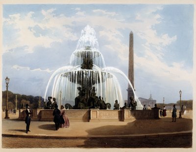 Fuente de la Plaza de la Concordia - en “París en 1837” por Arnout de Louis Jules Arnout