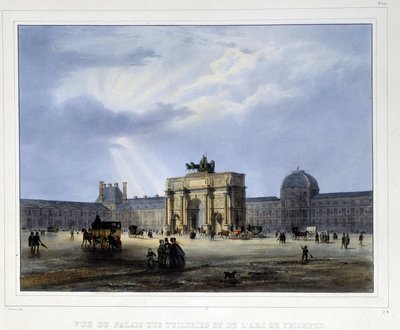 Palais des Tuileries y arco de Triunfo del Carrousel - en "Paris en 1837" por Arnout de Louis Jules Arnout