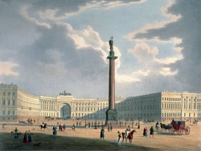 La Columna de Alejandro y el Cuartel General del Ejército en San Petersburgo, impreso por Lemercier, París, 1840s de Louis Jules Arnout