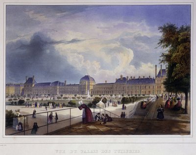 Vista del Palacio de las Tullerías en Paris en 1837 de Arnout de Louis Jules Arnout