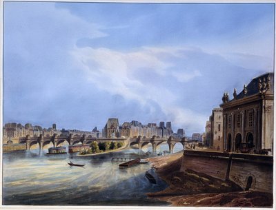 Vista del puente Neuf en Paris en 1837 de Arnout de Louis Jules Arnout