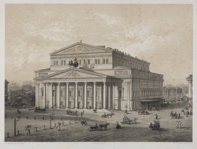 Bolshói - El Teatro Bolshói en Moscú, por Jacottet, Louis Julien (1806-?). Litografía de Louis Julien Jacottet