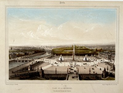 La Place de la Concorde - Litografía por Jacottet de Louis Julien Jacottet