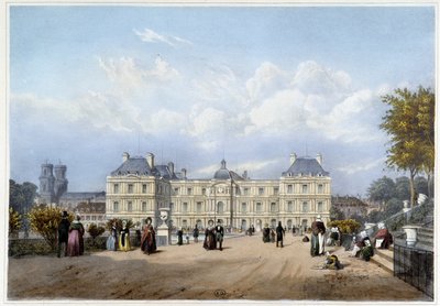 Le Palais du Luxembourg, del lado del jardín. En “París y sus alrededores” de Louis Julien Jacottet