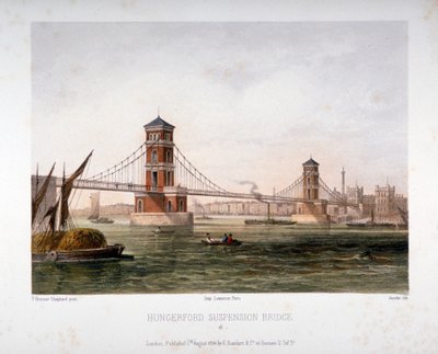 Vista del puente de Hungerford desde el este, Londres de Louis Julien Jacottet