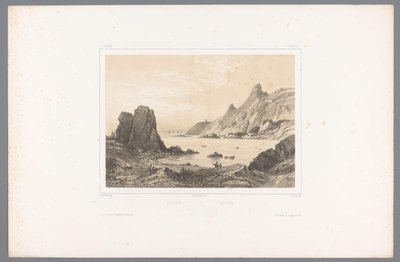 Vista de Kullaberg en el Kattegat Kullen / Kullen (título sobre objeto) Rostros en Escandinavia (título de la serie) Vues du Nord. Gamuza (título de la serie en el objeto) de Louis Julien Jacottet