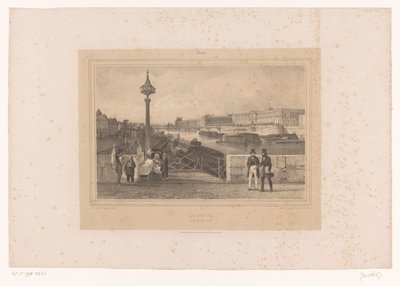 Vista del Palacio del Louvre desde el Puente Nuevo
Le Louvre, pris du Pont-neuf (título en el objeto)
Vistas de París y sus alrededores (título de la serie)
París (título de la serie en el objeto) de Louis Julien Jacottet