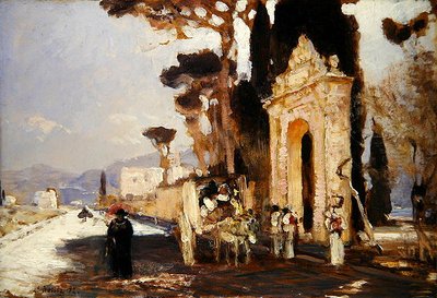 Un camino italiano con una puerta de parque barroca de Louis Kolitz