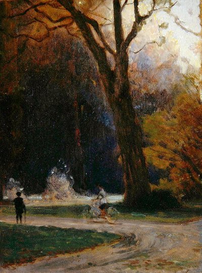 Ciclista en el parque Karlsaue, Kassel de Louis Kolitz