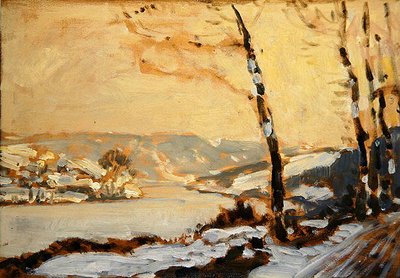 El valle de Fulda, cerca de Kassel, con nieve de Louis Kolitz