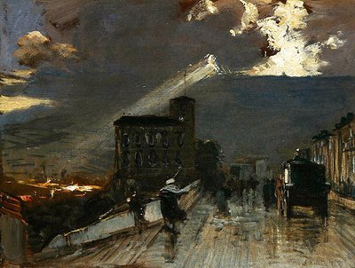 La terraza en Kassel con una tormenta formándose de Louis Kolitz