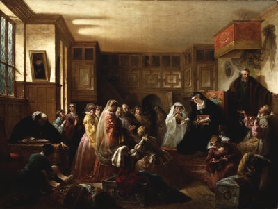 María, Reina de Escocia, repartiendo sus joyas de Louis Lang