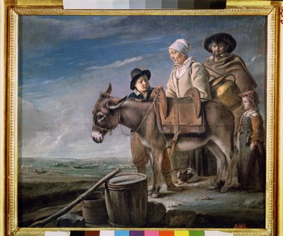 La familia de la lechera. (La familia de la lechera). Familia campesina con burro. Pintura de Louis Le Nain (1593-1648) de Louis le Nain