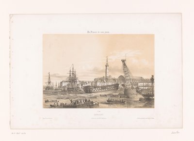 Vista del Arsenal cerca del puerto de Lorient
Lorient. Intérieur du Port militaire (título en el objeto)
Francia contemporánea (título de la serie)
La France de nos jours (título de la serie en el objeto) de Louis Le Breton