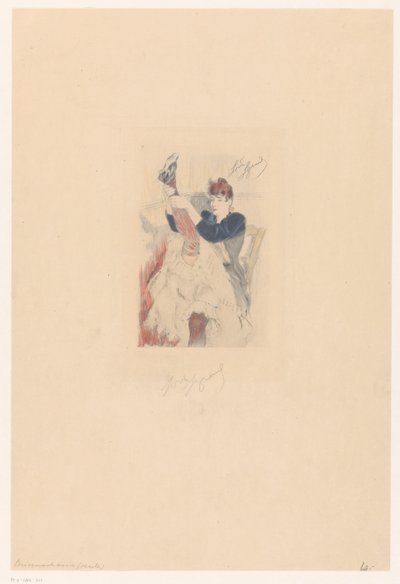 Bailarina de cancán haciendo un ejercicio de flexibilidad Brisement assis (seule) (título sobre el objeto) de Louis Legrand (signed by artist)