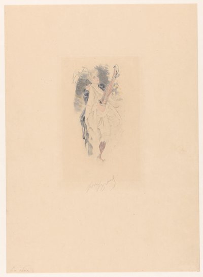 Bailarina de cancán con la pierna levantada La serie (título sobre objeto) de Louis Legrand (signed by artist)