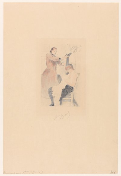 Bailarina canaria sentada en una silla mientras hace un ejercicio de flexibilidad
Brisement assis (avec professeur) (título en el objeto) de Louis Legrand (signed by artist)