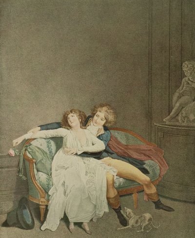 La disputa de la rosa, grabado de J. Eymar de Louis Leopold (after) Boilly