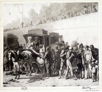 La llegada de una diligencia, heliograbado por Léon Marotte según la pintura de Boilly (1803) de Louis Leopold (after) Boilly