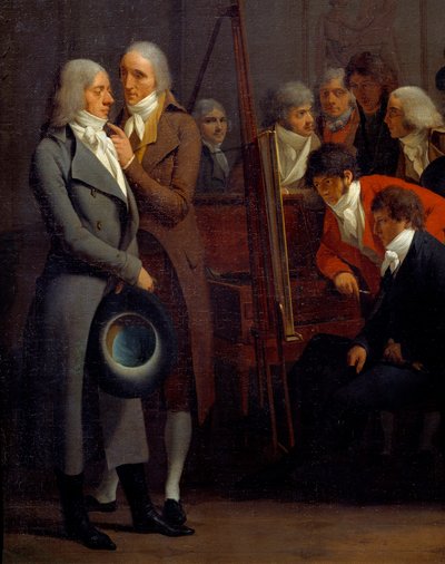 Reunión de artistas en el taller del pintor Jean Baptiste Isabey de Louis Leopold Boilly