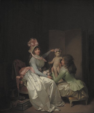 Adornando la estatuilla de Cupido de Louis Leopold Boilly