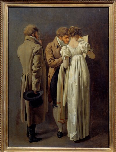 Amantes de las impresiones Jóvenes vestidos a la moda del Primer Imperio contemplan una impresión. Pintura de Louis Leopold Boilly (1761-1845) 1810 de Louis Leopold Boilly