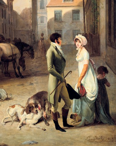 La llegada de una diligencia a la terminal (detalle) de Louis Leopold Boilly