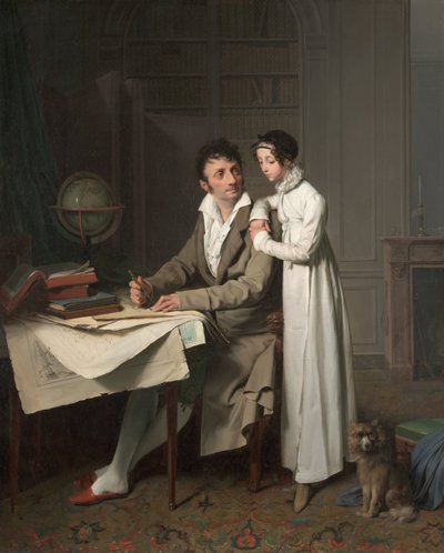La Lección de Geografía Retrato de Monsieur Gaudry y Su Hija de Louis Leopold Boilly
