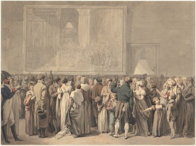 El Público en el Salón del Louvre, Viendo la Pintura del "Sacre" de Louis Leopold Boilly