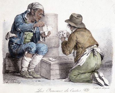 Los jugadores de cartas, grabado por L. Boilly, circa 1820 de Louis Leopold Boilly