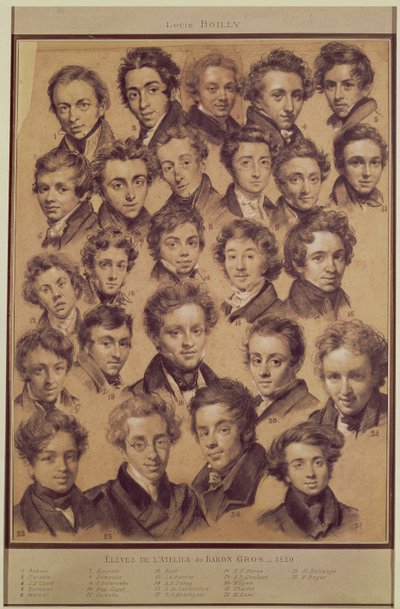 Veinticinco alumnos del estudio de Antoine Jean Gros, 1820 de Louis Leopold Boilly