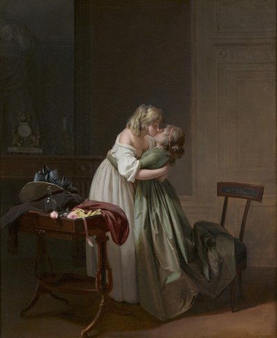 Dos mujeres jóvenes besándose de Louis Leopold Boilly
