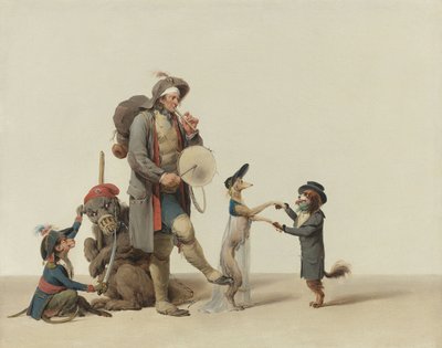 Un entrenador de animales con perros bailarines, un oso y un mono de Louis Leopold Boilly