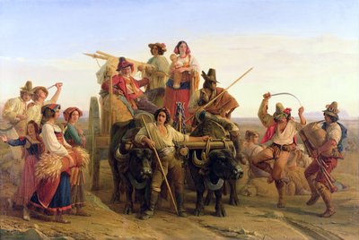 La llegada de los cosechadores en las Marismas Pontinas, 1830 de Louis Leopold Robert