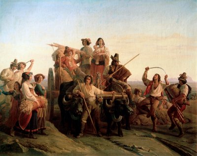La llegada de los cosechadores en las Marismas Pontinas, 1833 de Louis Leopold Robert