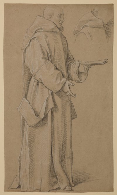 Monje de pie y estudio de una capucha. de Louis Licherie de Beuron (attr. to)
