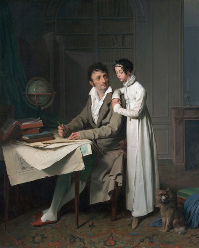 La lección de geografía (Retrato de Monsieur Gaudry y su hija) de Louis Leopold Boilly