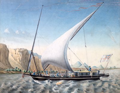 Un barco en el Nilo, Ibrim, Nubia, 1827-1829 de Louis M. A. Linant de Bellefonds,