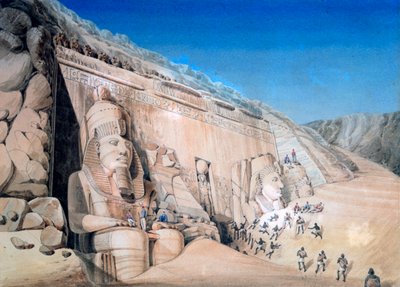 Excavación del Gran Templo de Ramsés II, Abu Simbel, 1819 de Louis M. A. Linant de Bellefonds,