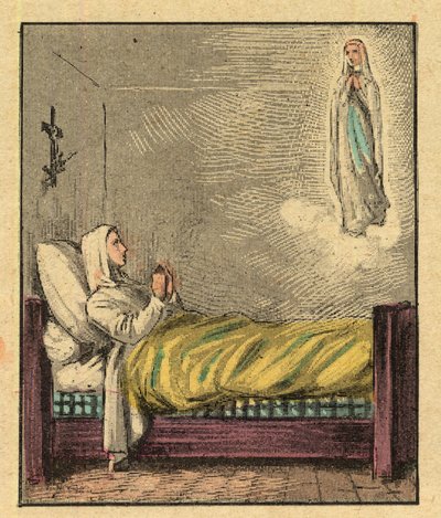 Bernadette Soubirous (1844-1879) - Grabado de "La enseñanza religiosa por los ojos. Álbum maravilloso" de Louis Maitrejean y Georget Ramond - Francia 1910 de Louis Maitrejean