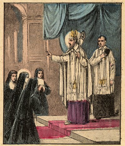 Orden de la Visitación de Santa María - San Francisco de Sales - San Francisco de Sales (1567-1622) - Francois de Sales fundó la Orden de la Visitación con Madame de Chantal (Jeanne Francoise Fremyot de Chantal) (1572-1641) - Grabado de "Religious teach de Louis Maitrejean