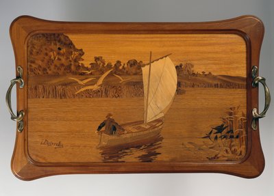 Bandeja con escena de lago, por Louis Majorelle, Francia, siglo XX de Louis Majorelle