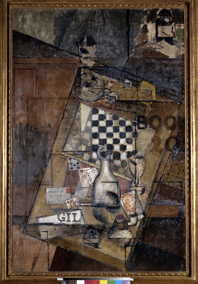 Naturaleza muerta con ajedrez. Pintura de Louis Markus conocido como Louis Marcoussis (1878-1941) de Louis Marcoussis
