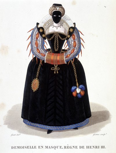 Retrato de Dama en Máscara, segunda mitad del siglo XVI. En "Galerie française de femmes célèbres" de Louis Marie Lante