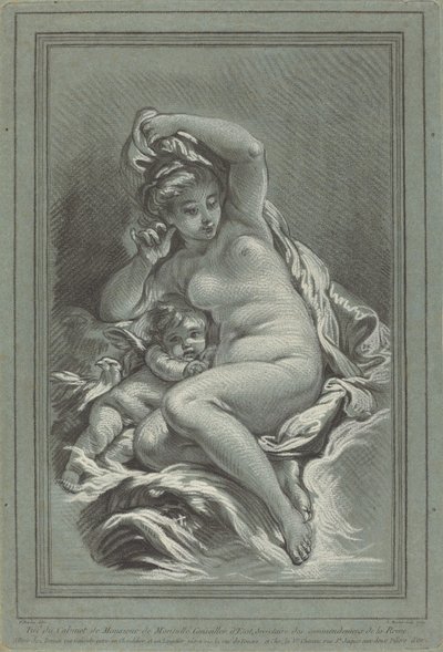 Venus y Cupido en un delfín, 1767. Creadores: Louis Marin Bonnet, Juste-François Boucher de Louis Marin Bonnet, Juste François Boucher