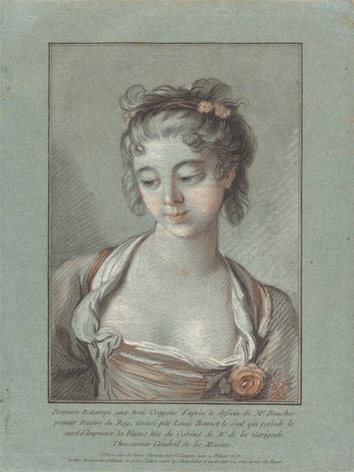 Busto de una joven mirando hacia abajo, 1765-1767 de Louis Marin Bonnet